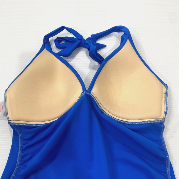 Women's Halter Swimsuit Cami Tankini Tank Top Blue sz M Padded Cups MERONA - Picture 5 of 6